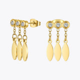 Leaf Tassel Earring Crystal Drop Earrings Stainless Steel Jewelry Gift