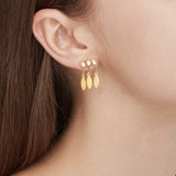 Leaf Tassel Earring Crystal Drop Earrings Stainless Steel Jewelry Gift