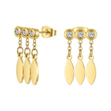 Leaf Tassel Earring Crystal Drop Earrings Stainless Steel Jewelry Gift