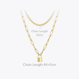 Lock Pendant Necklace Women Stainless Steel Double Chain Necklaces