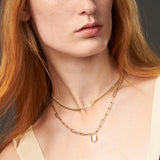 Lock Pendant Necklace Women Stainless Steel Double Chain Necklaces