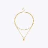 Lock Pendant Necklace Women Stainless Steel Double Chain Necklaces