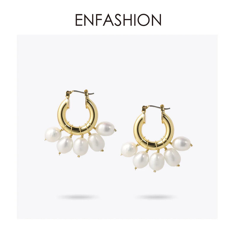 Small Circle Hoop Earrings Natural Pearl Jewelry Oorbellen