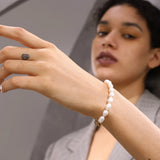 Natural Pearl Link Chain Bracelet Stainless Steel Jewelry