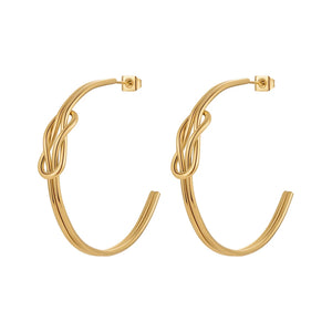 Stainless Steel Knot Hoop Earrings for Women