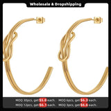 Stainless Steel Knot Hoop Earrings for Women
