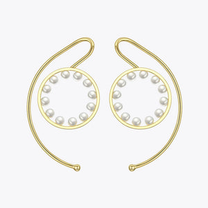 Pearl Circle Ear Cuff Clip On Earrings for Women Statement Earcuff