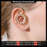 Pearl Circle Ear Cuff Clip On Earrings for Women Statement Earcuff