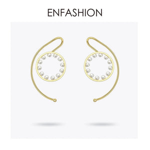 Pearl Circle Ear Cuff Clip On Earrings for Women Statement Earcuff