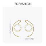 Pearl Circle Ear Cuff Clip On Earrings for Women Statement Earcuff