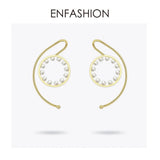 Pearl Circle Ear Cuff Clip On Earrings for Women Statement Earcuff