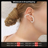 Pearl Ear Cuff Clip On Earrings Big Earcuff Earrings Without Piercing
