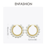 Pearl Hoop Earrings Big Circle Hoops Earings Jewelry Aros De Moda