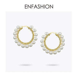 Pearl Hoop Earrings Big Circle Hoops Earings Jewelry Aros De Moda