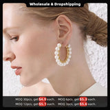 Pearl Hoop Earrings Big Circle Hoops Earings Jewelry Aros De Moda