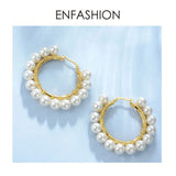 Pearl Hoop Earrings Big Circle Hoops Earings Jewelry Aros De Moda