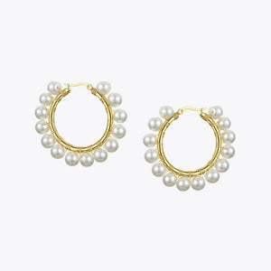 Pearl Hoop Earrings Big Circle Hoops Earings Jewelry Aros De Moda