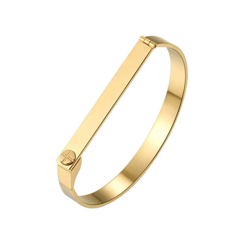 Personalized Engraved Flat Bar Cuff Bracelet Stainless Steel Bangle