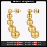 5 Balls Drop Earrings Stainless Steel Jewelry Christmas Gift E211331