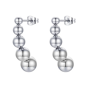 5 Balls Drop Earrings Stainless Steel Jewelry Christmas Gift E211331