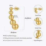 5 Balls Drop Earrings Stainless Steel Jewelry Christmas Gift E211331