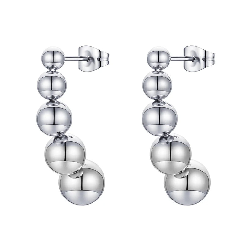 5 Balls Drop Earrings Stainless Steel Jewelry Christmas Gift E211331