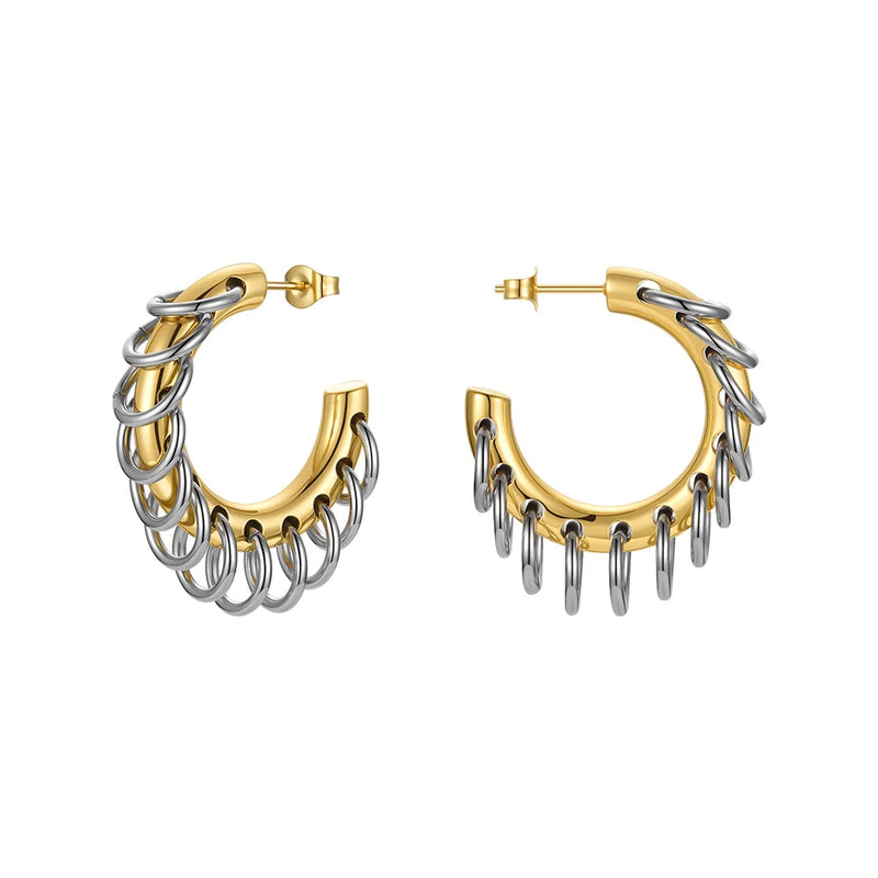 Punk Circle Loop Earring Stainless Steel Hoop Earrings For Women