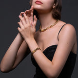 Punk Chunky Bracelet Stainless Steel Wide Bracelet B202214