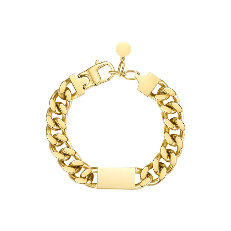 Punk Chunky Bracelet Stainless Steel Wide Bracelet B202214