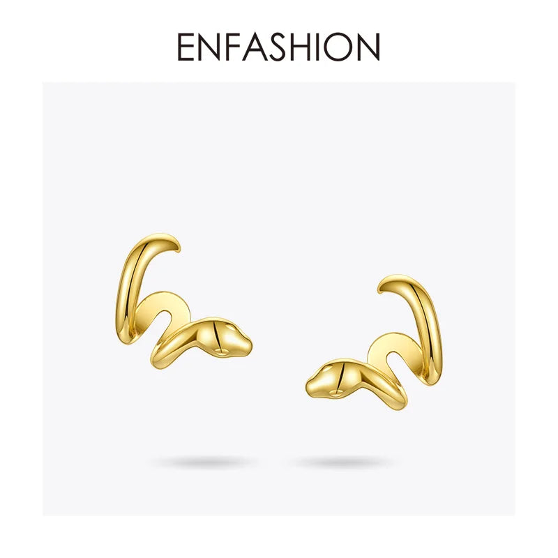 Punk Curved Snake Ear Cuff Clip On Earrings for Women