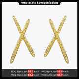 Punk Spike X Shape Ear Cuff Clip On Earrings Geometric Jewelry