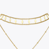 Rhombus Sun Double Chain Choker Necklace Stainless Steel