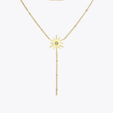 Rhombus Sun Double Chain Choker Necklace Stainless Steel