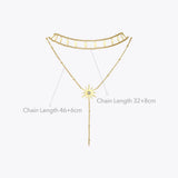 Rhombus Sun Double Chain Choker Necklace Stainless Steel