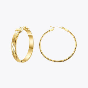 Snake Bone Chain Hoop Earrings Stainless Steel Large Circle Hoops Earrings
