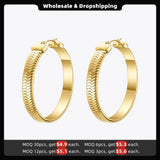 Snake Bone Chain Hoop Earrings Stainless Steel Large Circle Hoops Earrings