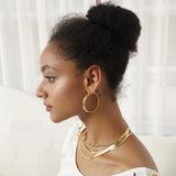 Snake Bone Chain Hoop Earrings Stainless Steel Large Circle Hoops Earrings