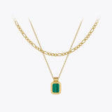 Square Pendant Necklace Stainless Steel Wedding Jewelry