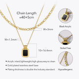 Square Pendant Necklace Stainless Steel Wedding Jewelry