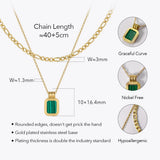 Square Pendant Necklace Stainless Steel Wedding Jewelry
