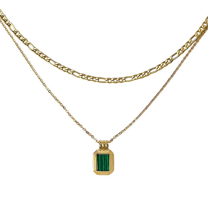 Square Pendant Necklace Stainless Steel Wedding Jewelry