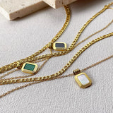 Square Pendant Necklace Stainless Steel Wedding Jewelry