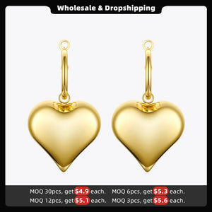 Big Heart Drop Earrings Stainless Steel Dangle Earrings Jewelry