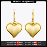 Big Heart Drop Earrings Stainless Steel Dangle Earrings Jewelry