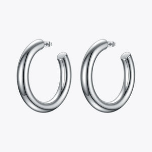 Thick-tube Hoop Earrings Stainless Steel Hiphop Hollow Circle Earrings