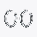 Thick-tube Hoop Earrings Stainless Steel Hiphop Hollow Circle Earrings