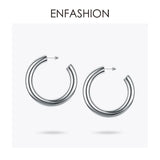 Thick-tube Hoop Earrings Stainless Steel Hiphop Hollow Circle Earrings