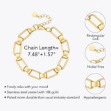 Chain Square Bracelet for Women Stainless Steel Jewelry