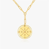 Engraved Compass Necklace with Diamond Stainless Steel Travelers Love Gift