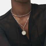 Engraved Compass Necklace with Diamond Stainless Steel Travelers Love Gift